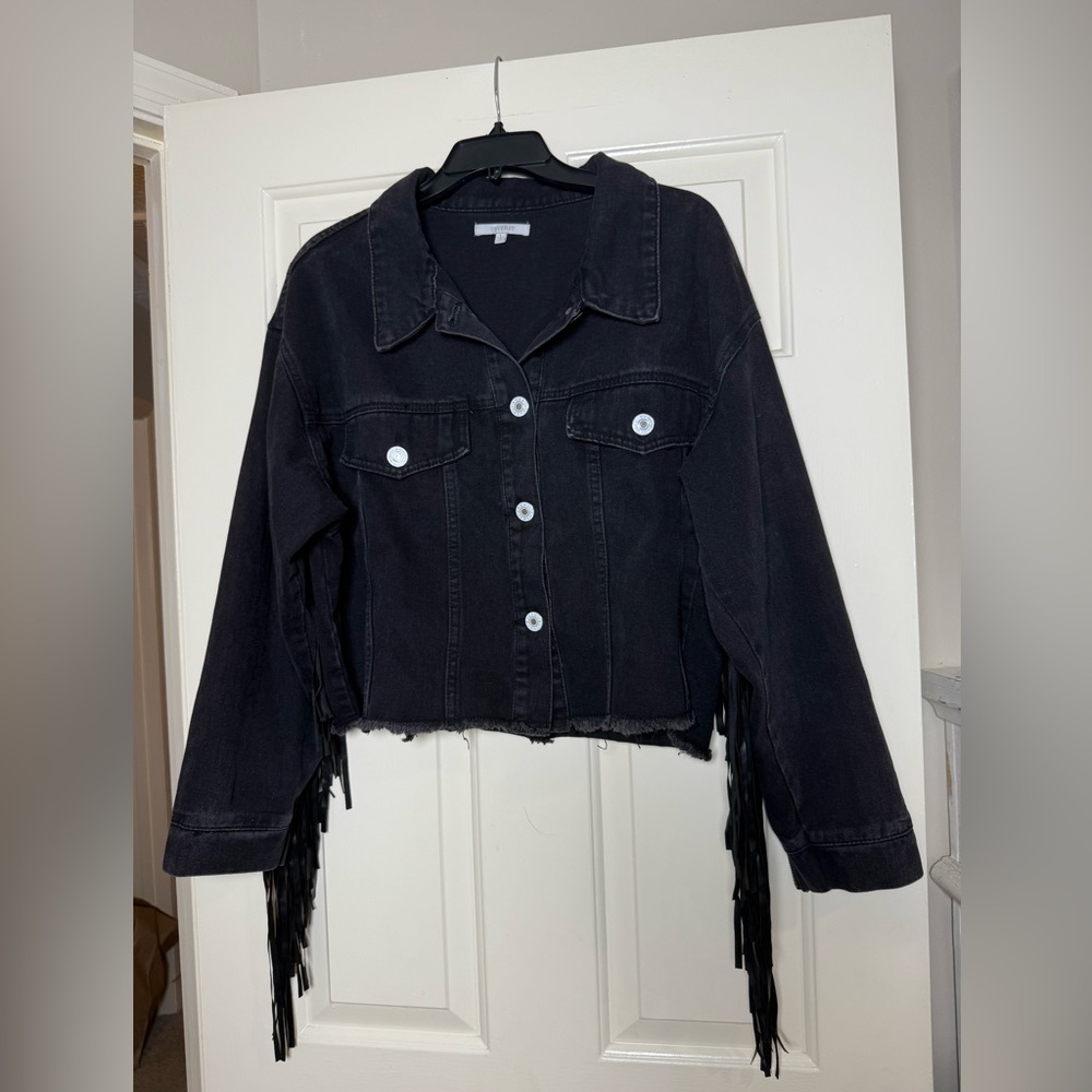 Vervet Black‎ Denim Fringe Jacket - Picture 4 of 10